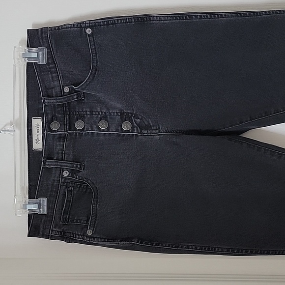 Madewell, Size 28 10" High Rise Skinny Washed Black Jeans, Raw / Frayed Hem - Picture 11 of 13